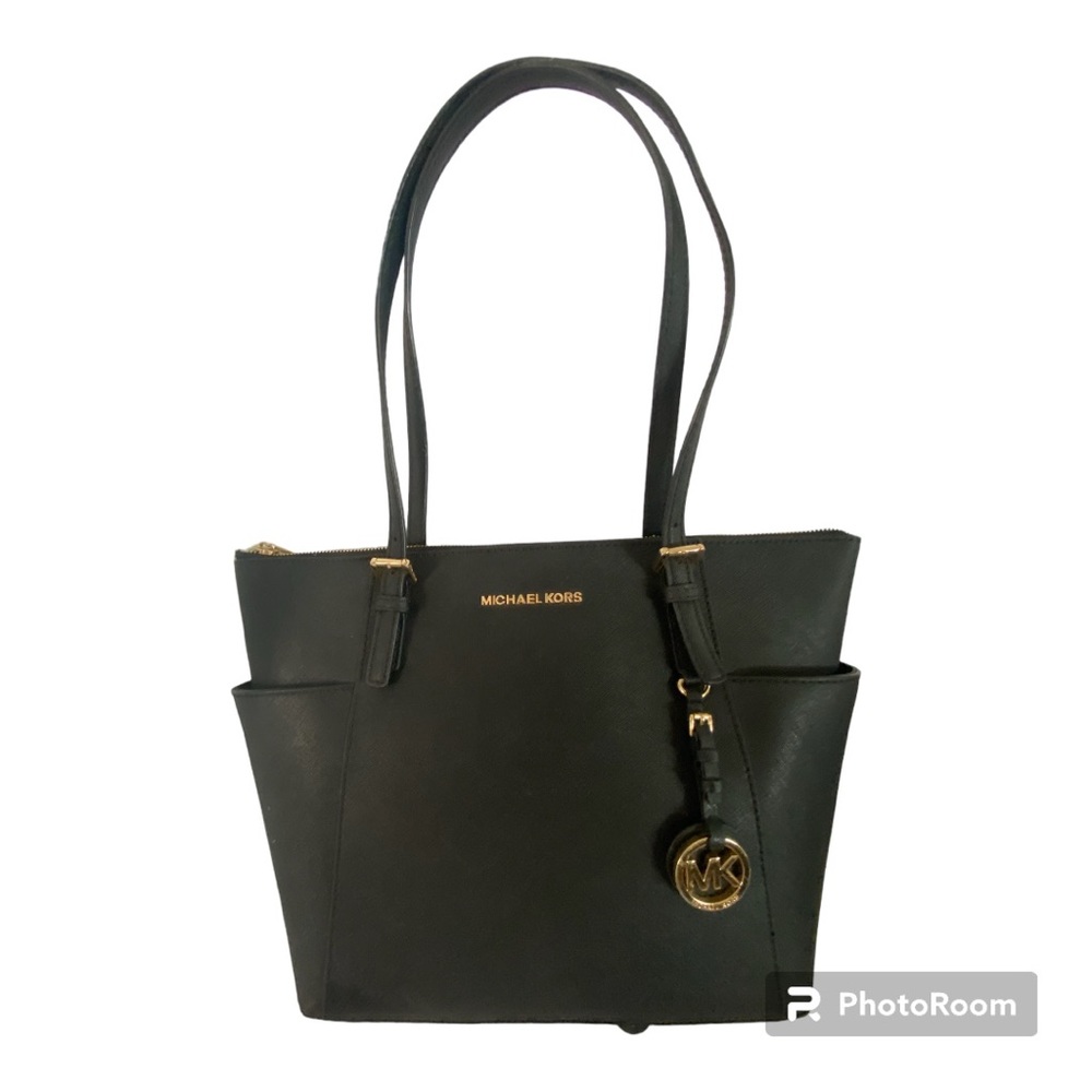 Michael Kors Jet Set black leather EW T Z Tote